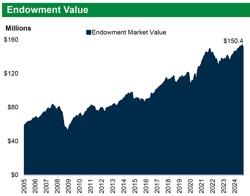 Chart showing the value of the endowment over time