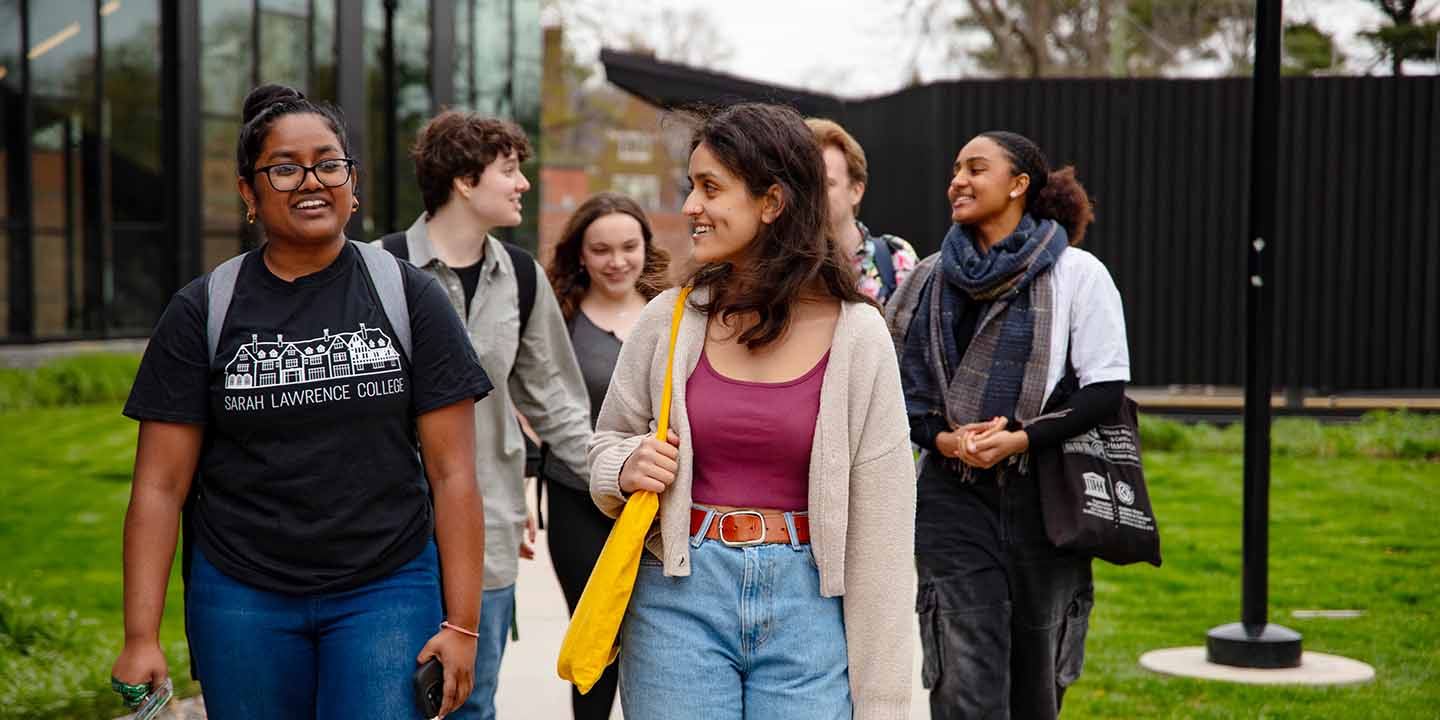 students walking together outside