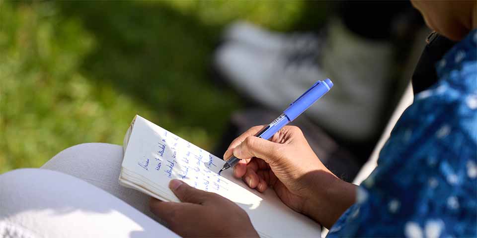 closeup of handwriting in journal