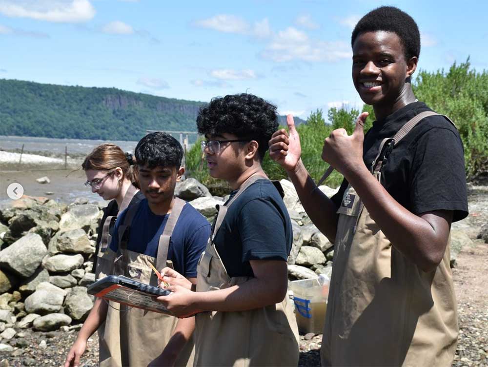 Getting ready to wade into the Hudson for seining